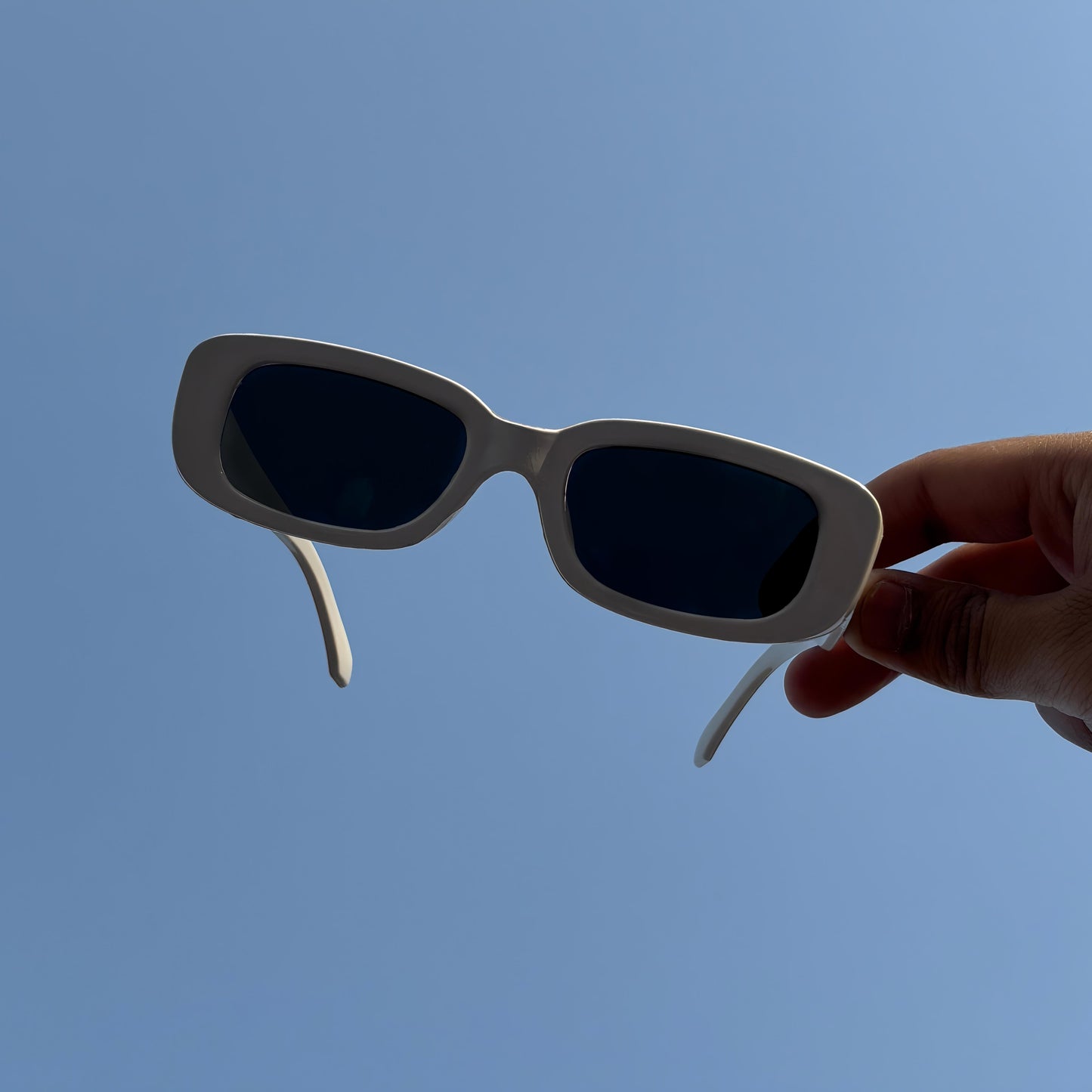 Cosmoir Retro Square Sunglasses (White)