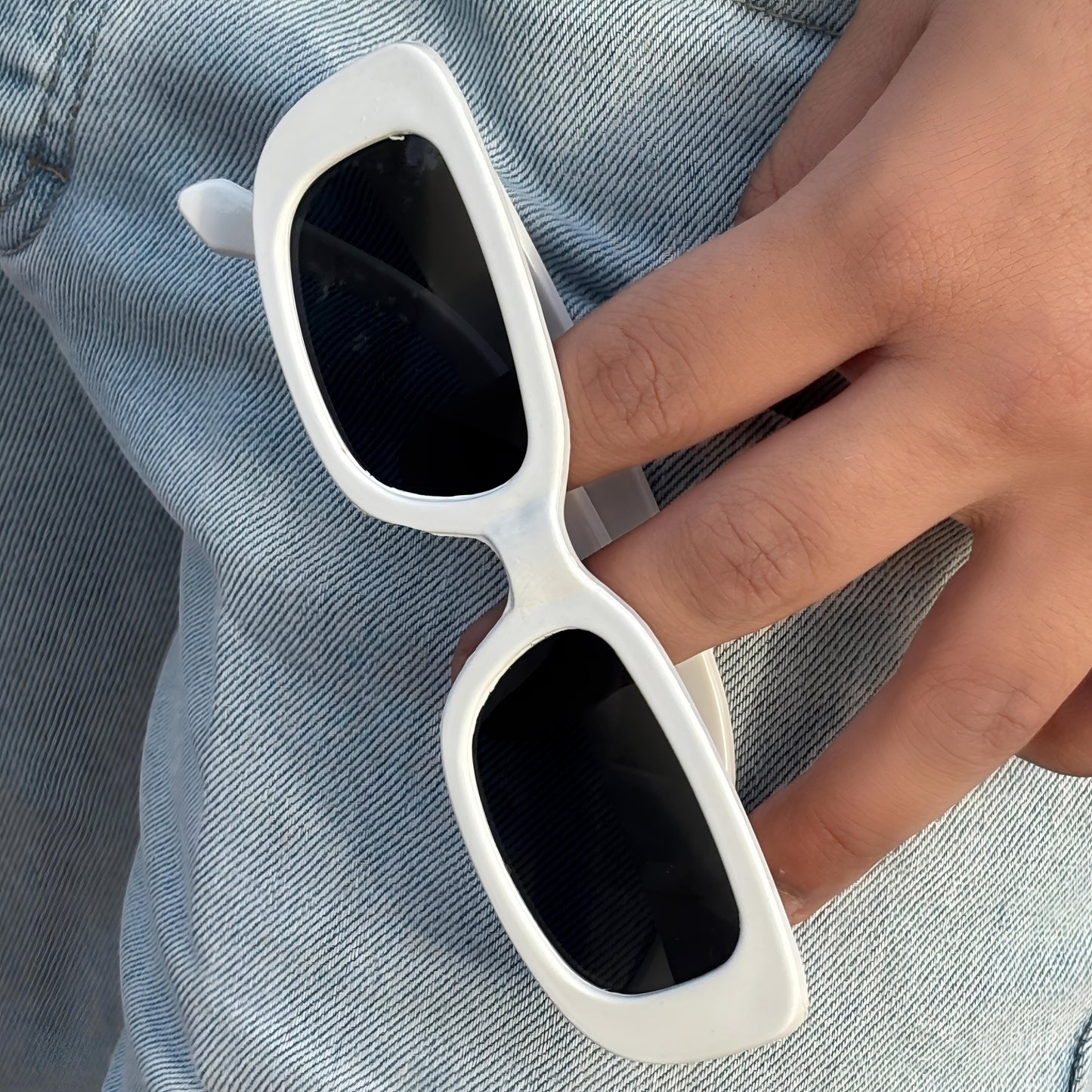 Cosmoir Retro Square Sunglasses (White)