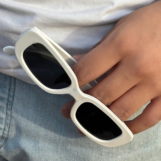 Cosmoir Retro Square Sunglasses (White)