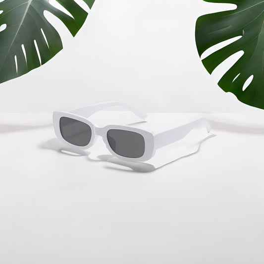 Cosmoir Retro Square Sunglasses (White)