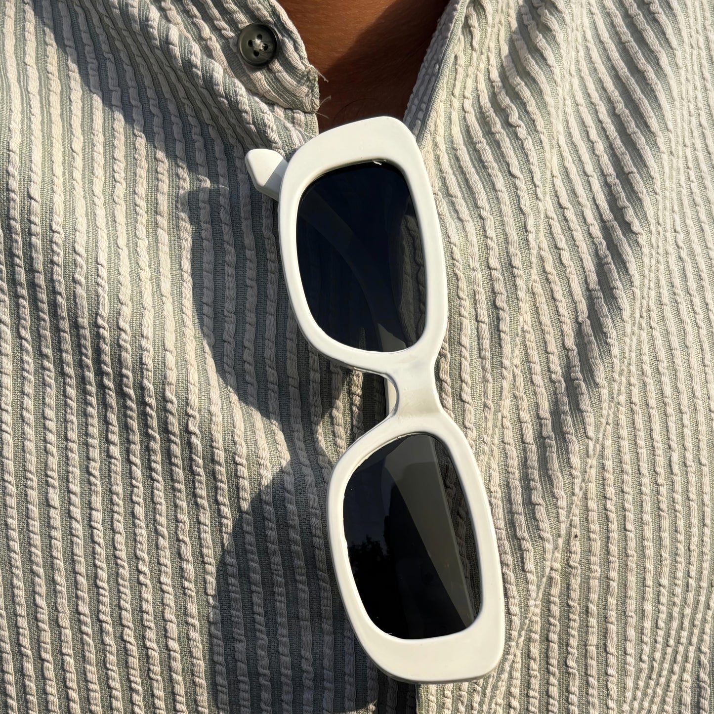 Cosmoir Retro Square Sunglasses (White)