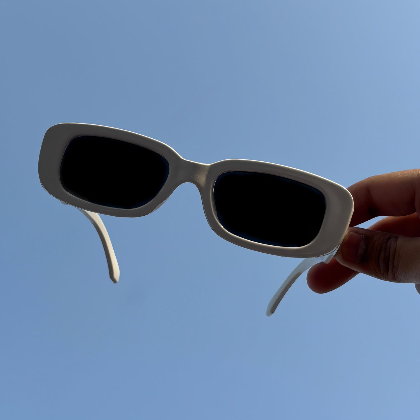 Cosmoir Retro Square Sunglasses (White)